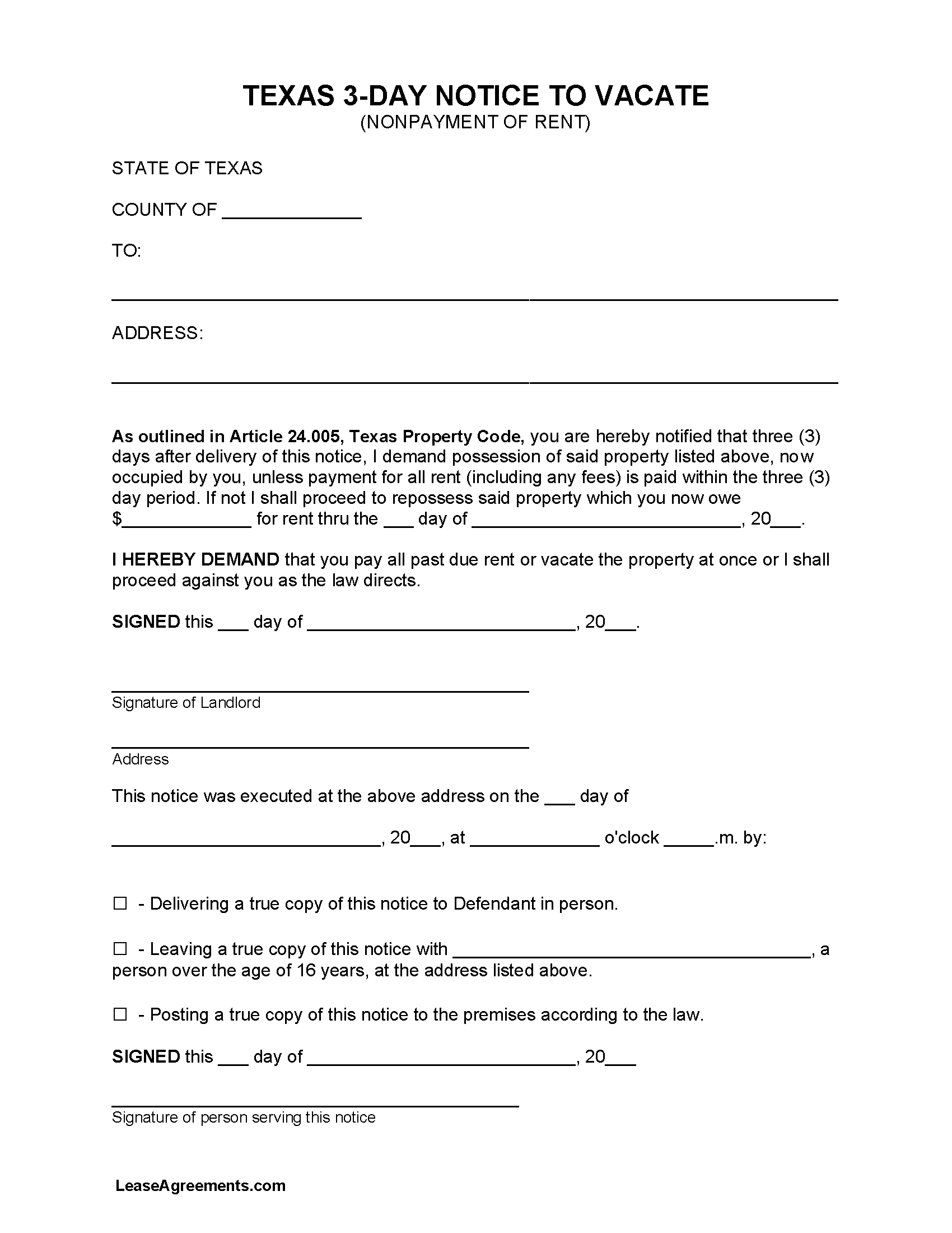 Free Texas Lease Agreement Templates Pdf Word Rtf