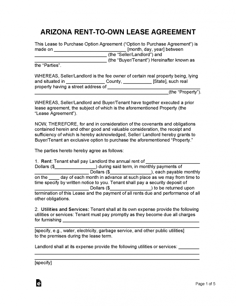 Free Arizona Lease Agreement Templates (6) | PDF | WORD | RTF