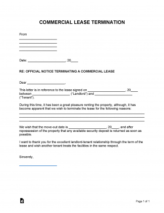 Free Lease Termination Letter | PDF | WORD | RTF