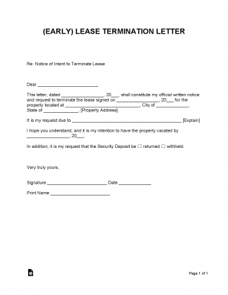 Free Lease Termination Letter | PDF | WORD | RTF