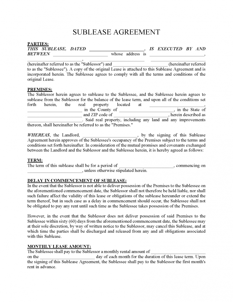 Free Missouri Sublease Agreement Template | PDF | WORD | RTF