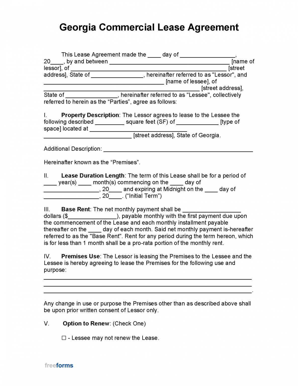 Free Georgia Commercial Lease Agreement Template | PDF | WORD | RTF