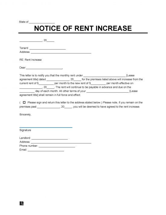 Free Rent Increase Notice - Sample Letters | PDF | WORD | RTF