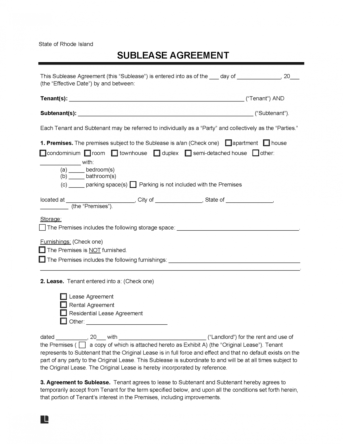 Free rhode island sublease agreement template pdf word rtf