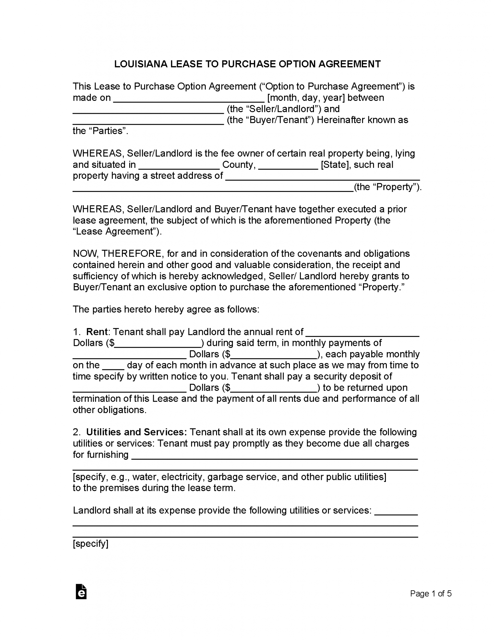 Free Louisiana Lease Agreement Templates (6) PDF WORD RTF