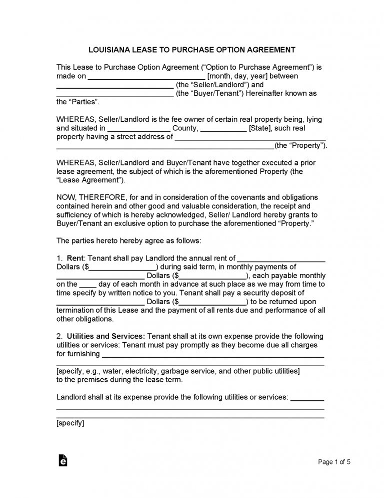 Free Louisiana Lease Agreement Templates (6) 