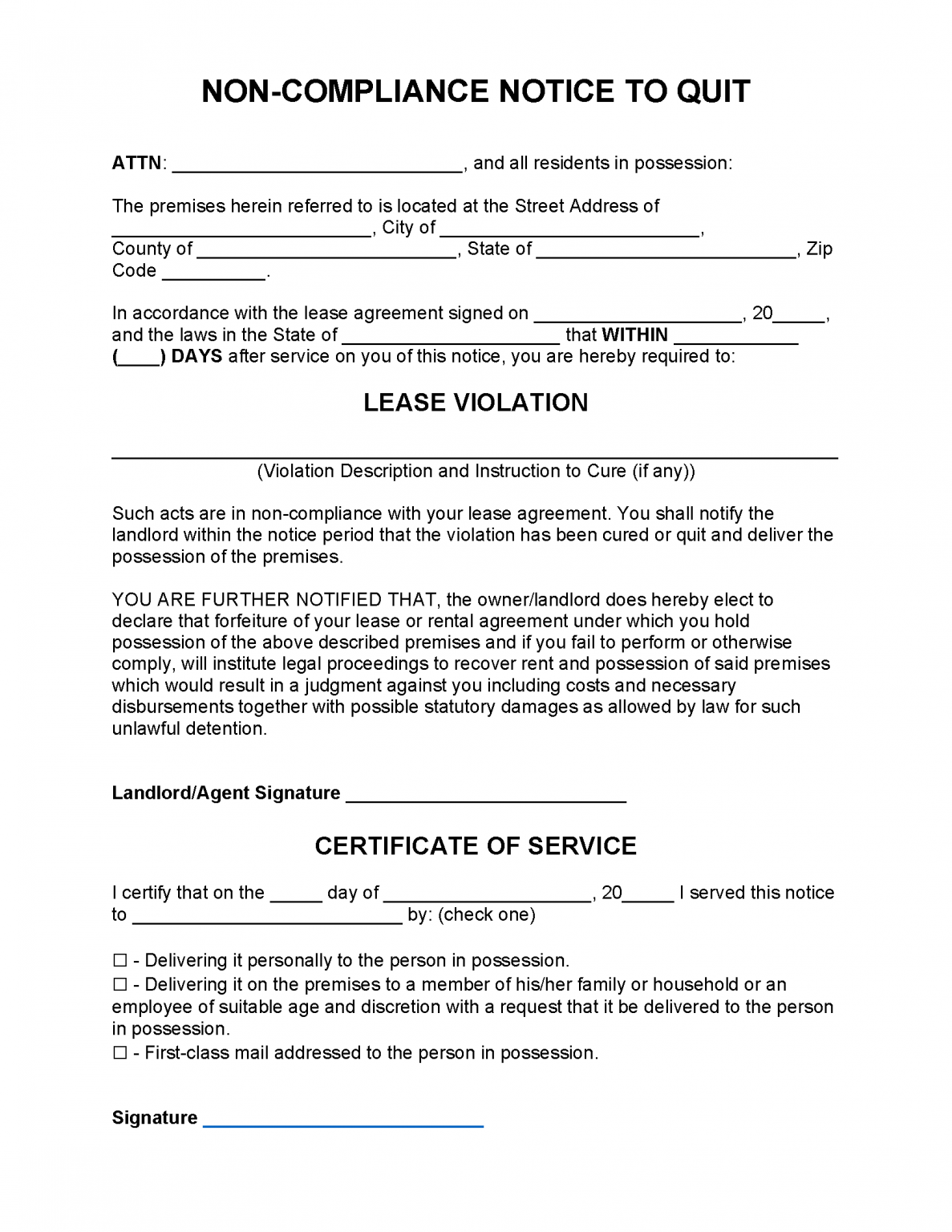 Free Eviction Notice Template (notice To Quit) 