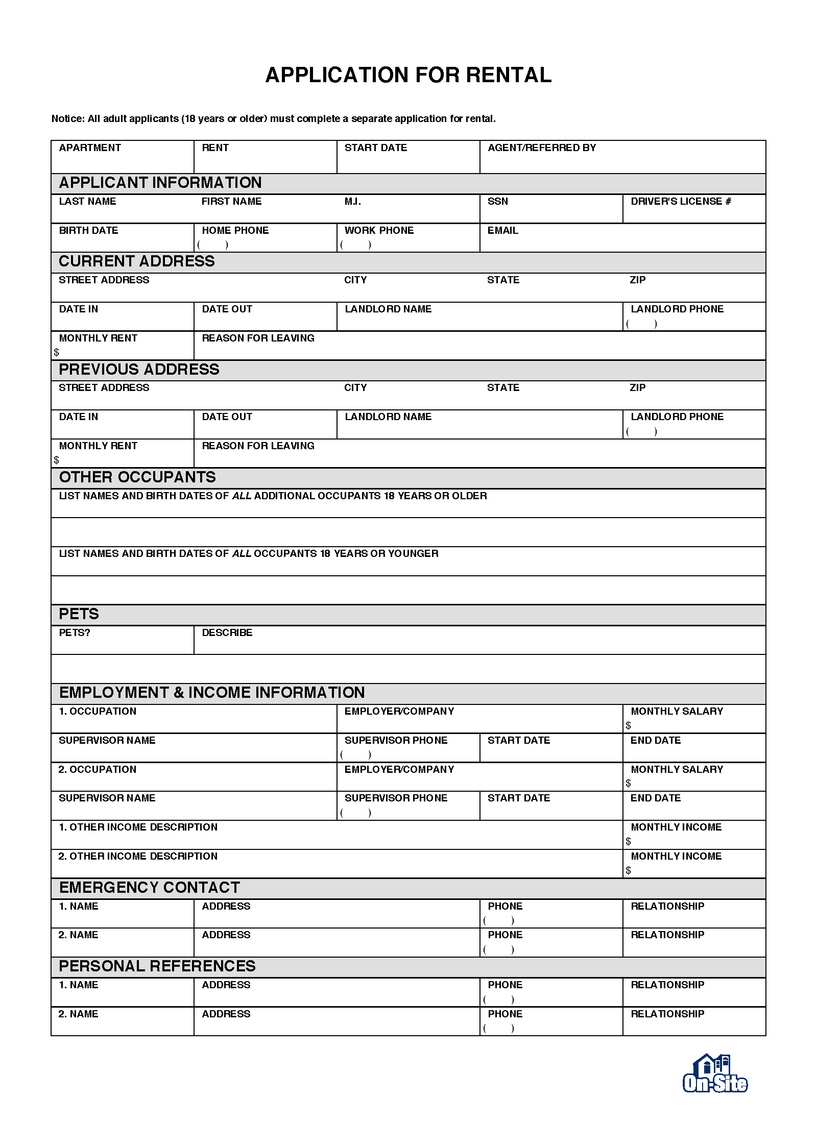 Free Rental Application Template | PDF | WORD | RTF