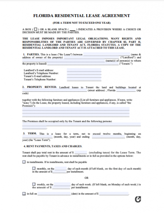 Free Florida Standard Residential Lease Agreement | PDF | WORD | RTF