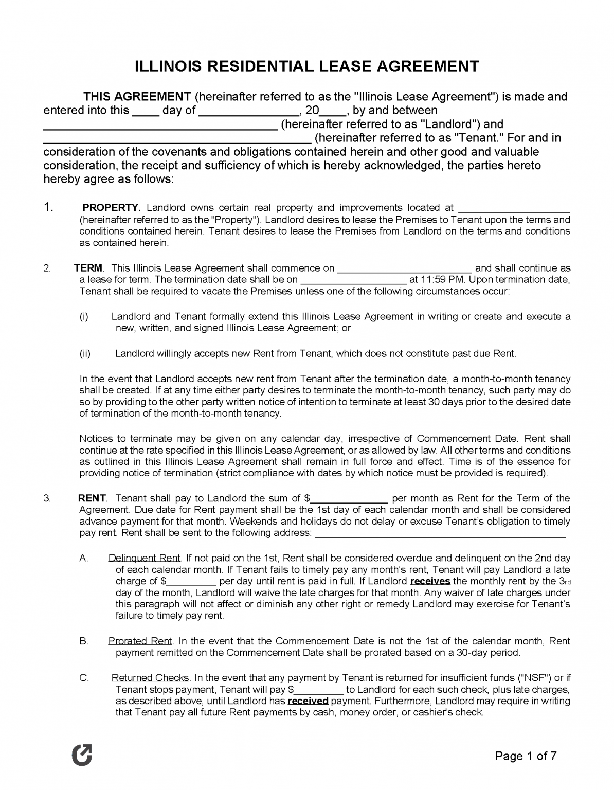 Free Illinois Standard Residential Lease Agreement | PDF | WORD | RTF
