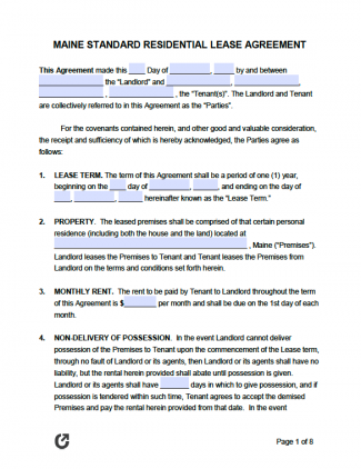 Free Maine Lease Agreement Templates (6) | PDF | WORD | RTF
