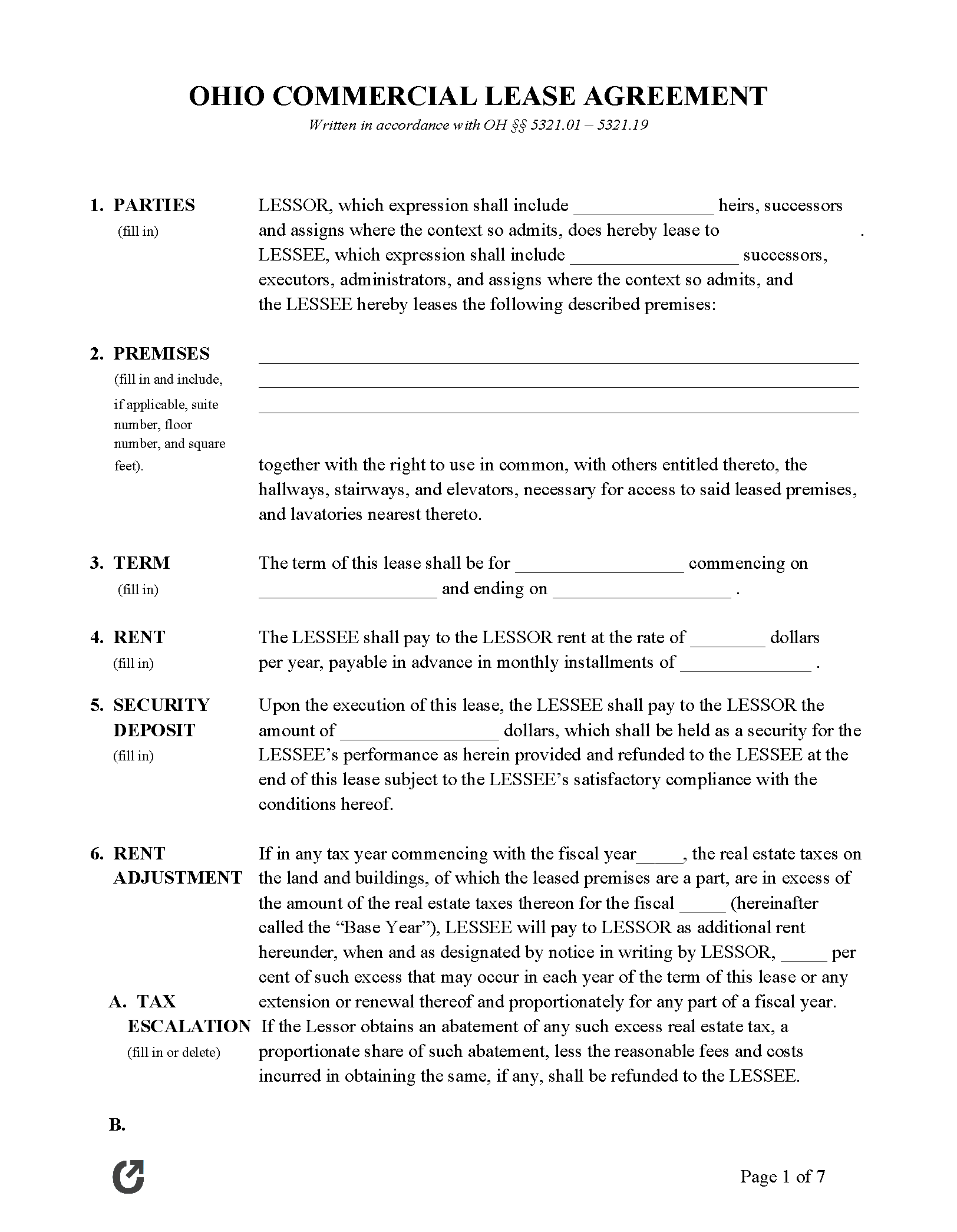 Free Ohio Commercial Lease Agreement Template | PDF | WORD | RTF