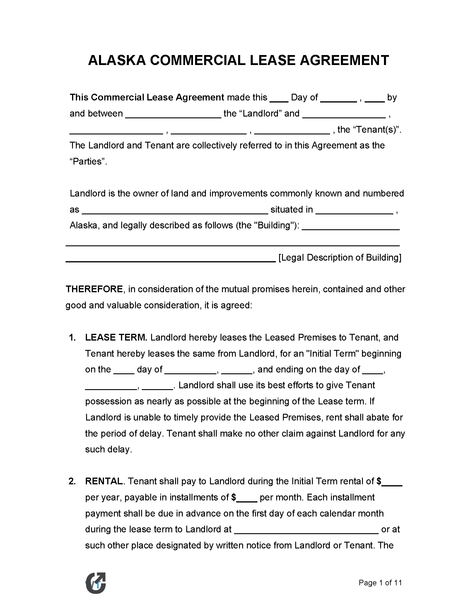 Free Alaska Commercial Lease Agreement Template | PDF | WORD | RTF