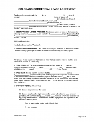 Free Colorado Commercial Lease Agreement Template | PDF | WORD | RTF