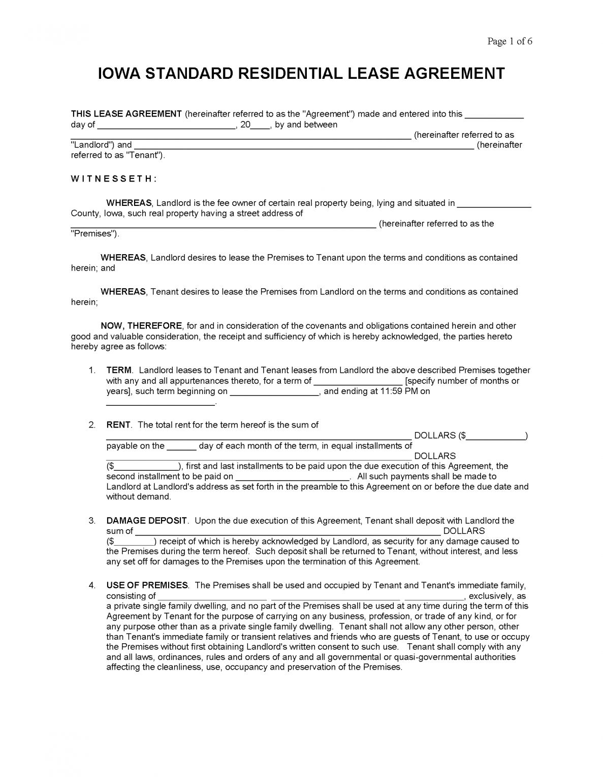 Free Iowa Lease Agreement Templates (6) | PDF | WORD | RTF