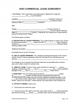 Free Ohio Lease Agreement Templates (6) | PDF | WORD | RTF