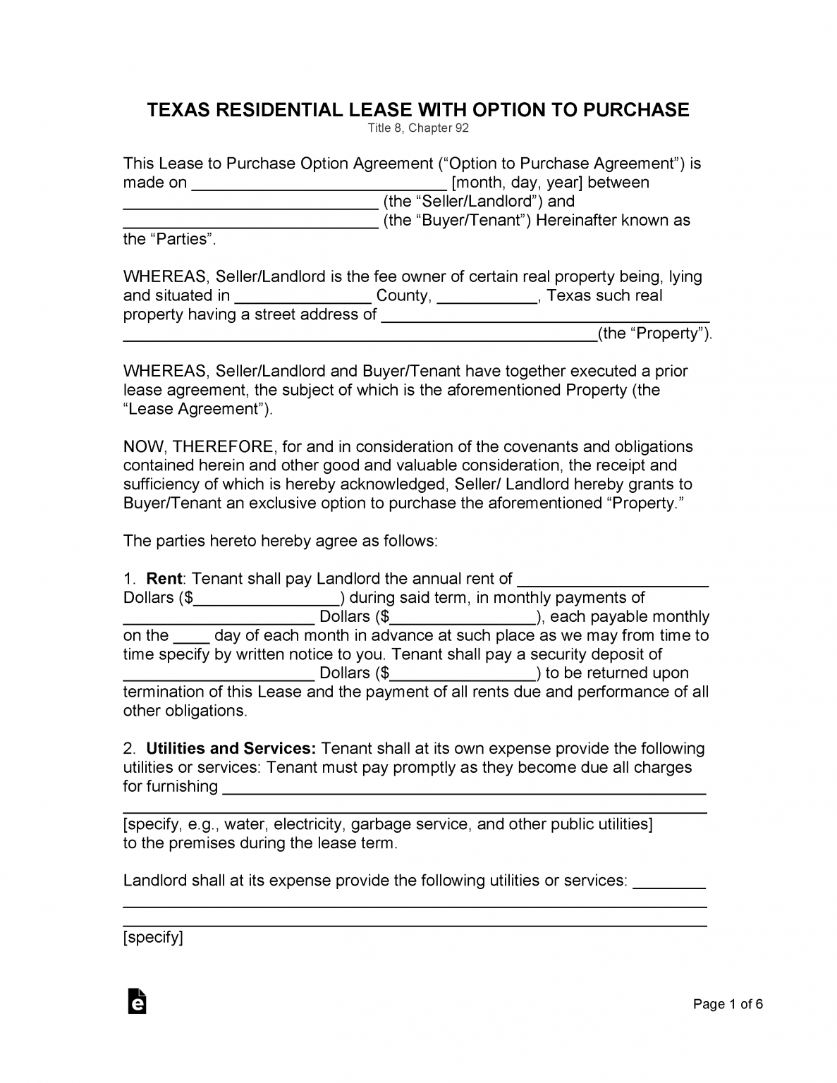Free Texas Lease Agreement Templates (6) | PDF | WORD | RTF