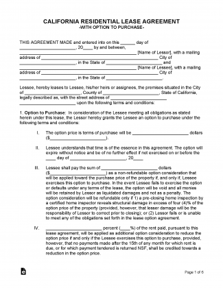 California Lease Agreement Templates (6)