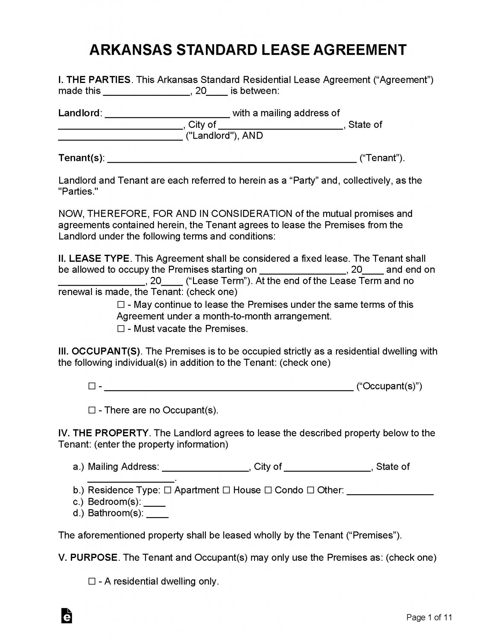 Free Arkansas Lease Agreement Templates (6) | PDF | WORD | RTF