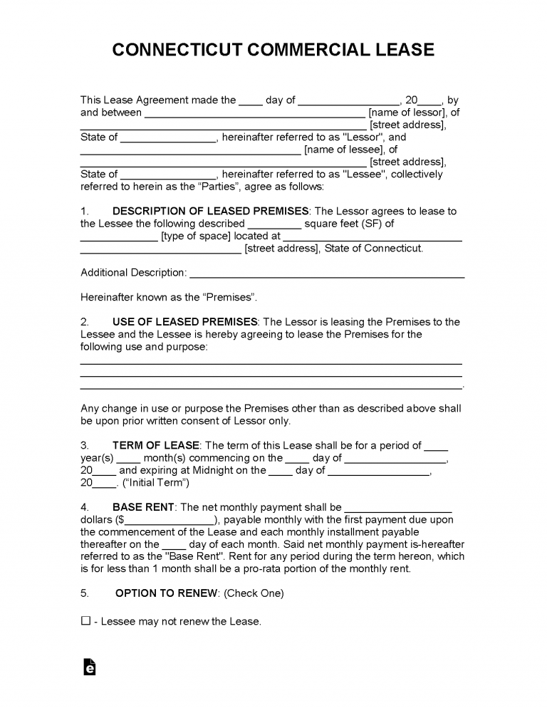 Free Connecticut Lease Agreement Templates (6) PDF WORD RTF