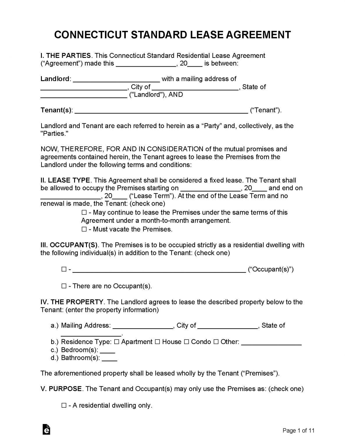 Free Connecticut Lease Agreement Templates (6) | PDF | WORD | RTF