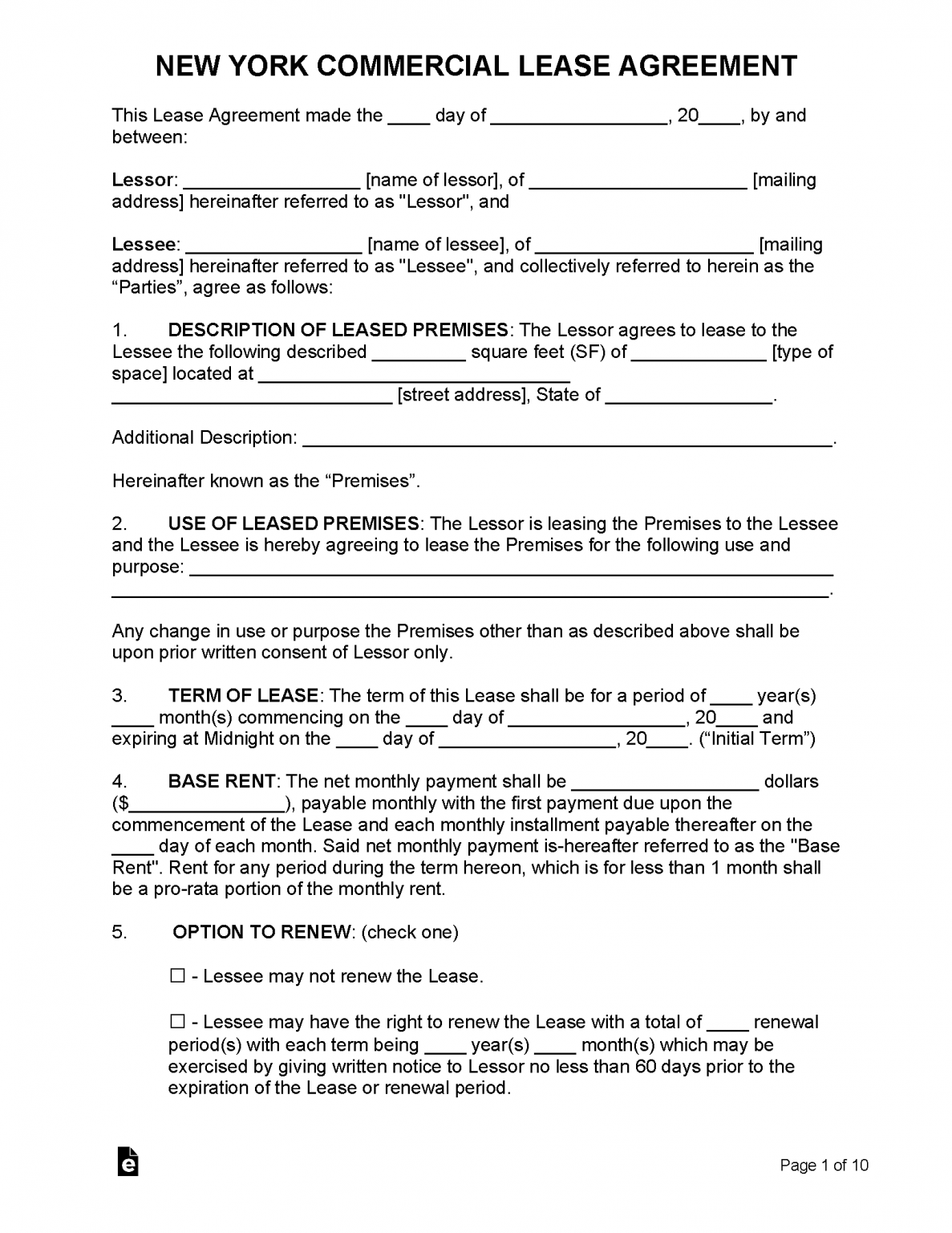 Free New York Lease Agreement Templates (6) 