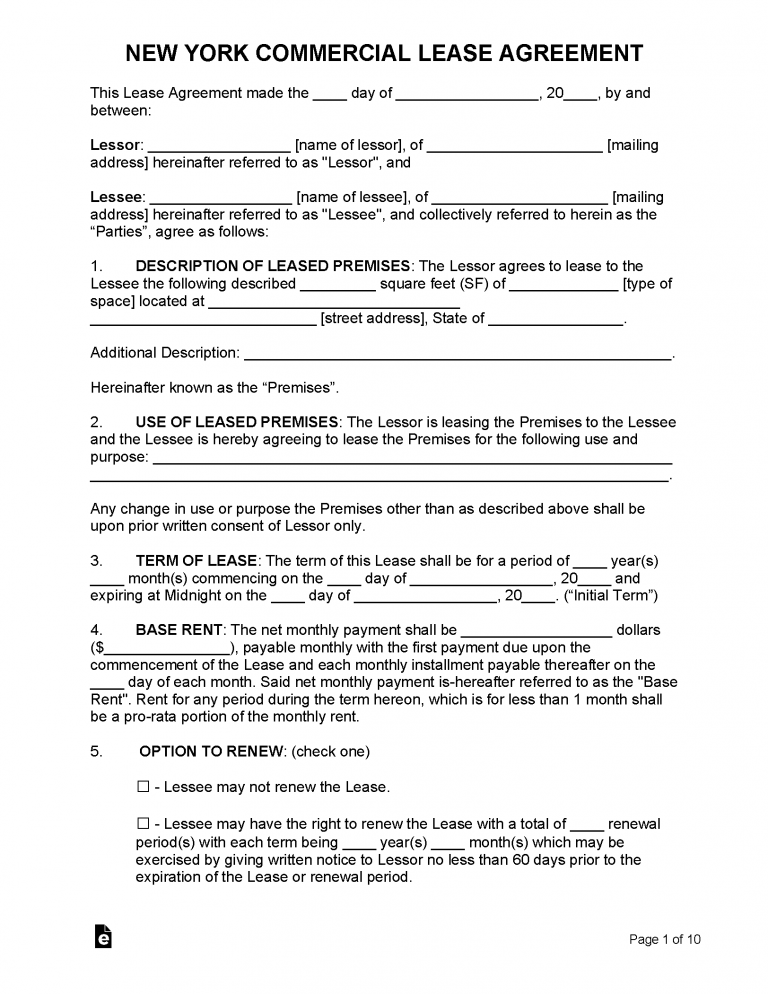 Free New York Lease Agreement Templates (6) | PDF | WORD | RTF