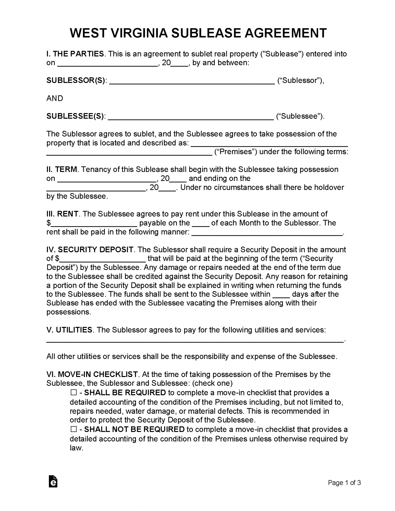 Free West Virginia Lease Agreement Templates (6) PDF WORD RTF