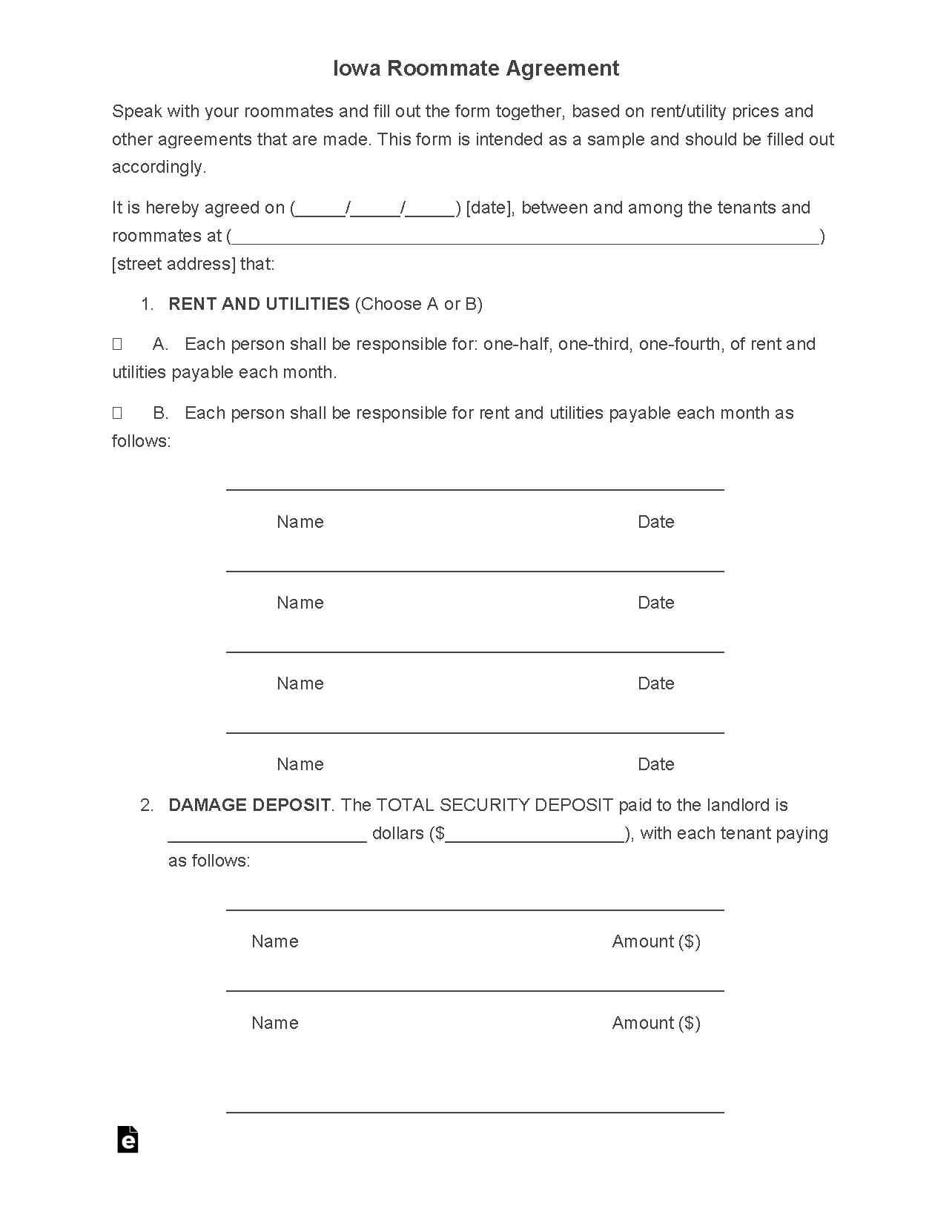Free Iowa Lease Agreement Templates (6) PDF WORD RTF