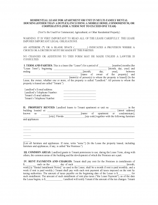 Free Florida Standard Residential Lease Agreement | PDF | WORD | RTF