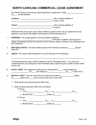 Free North Carolina Commercial Lease Agreement Template | PDF | WORD | RTF