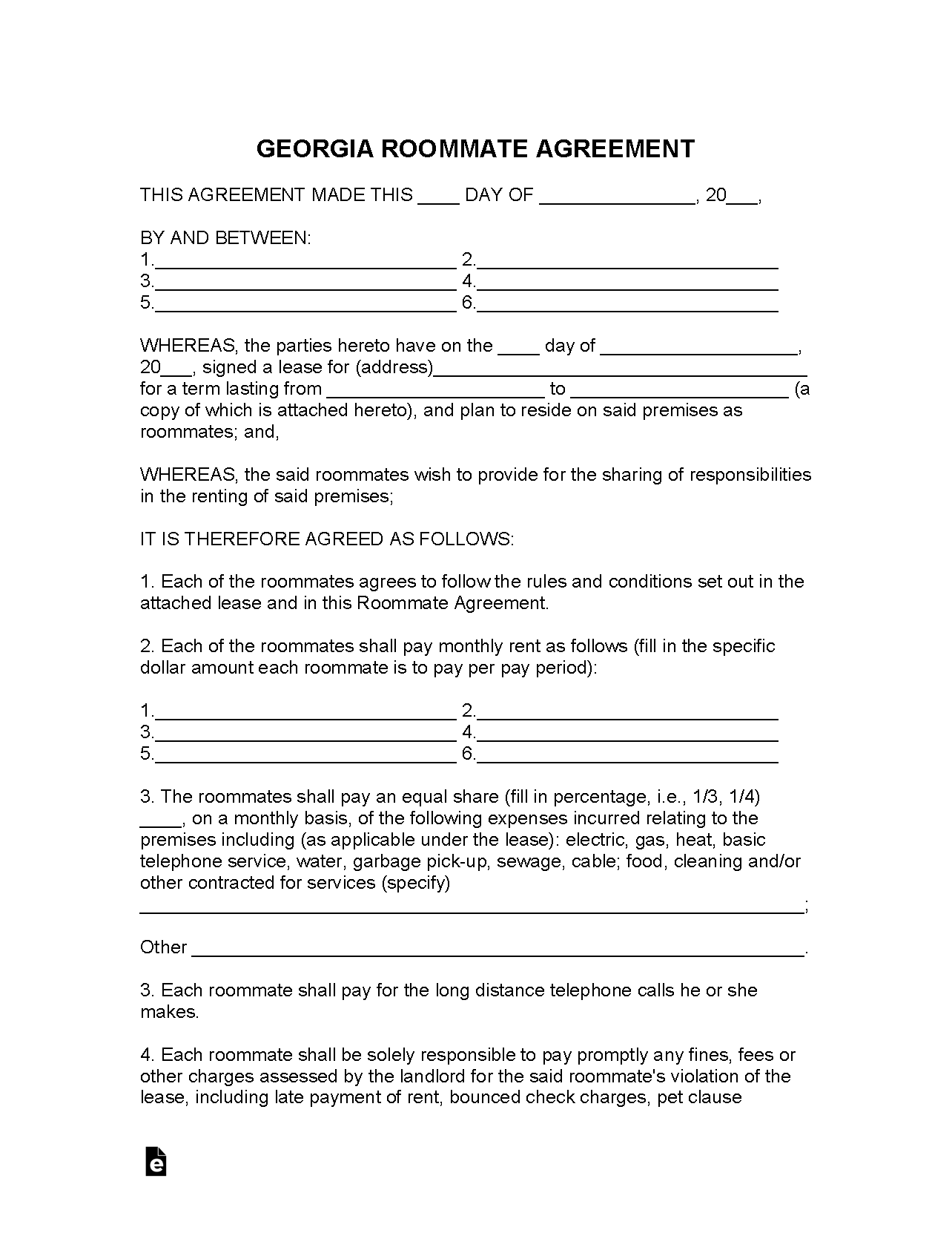 Free Georgia Lease Agreement Templates 6 PDF WORD RTF