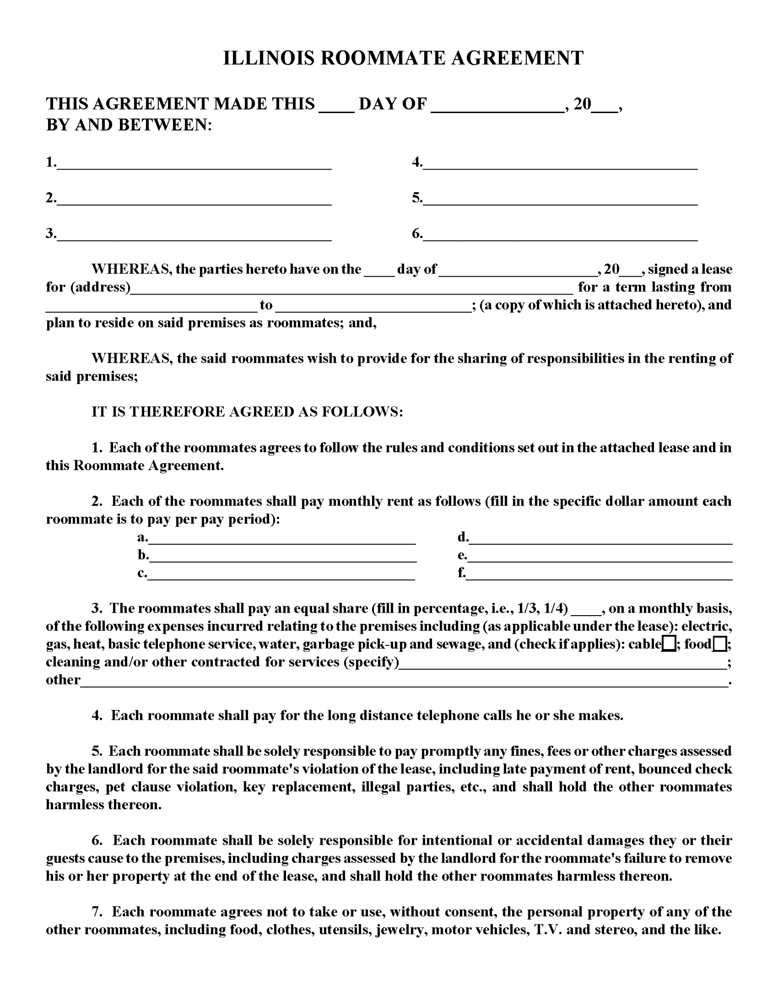 Free Illinois Lease Agreement Templates (6) PDF WORD RTF