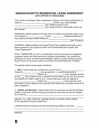 Free Massachusetts Lease Agreement Templates (6) | PDF | WORD | RTF