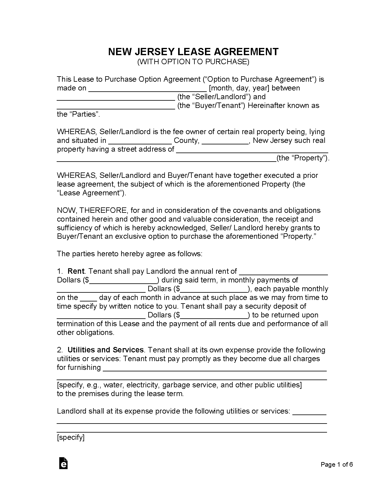 Free New Jersey Lease Agreement Templates (6) PDF WORD RTF