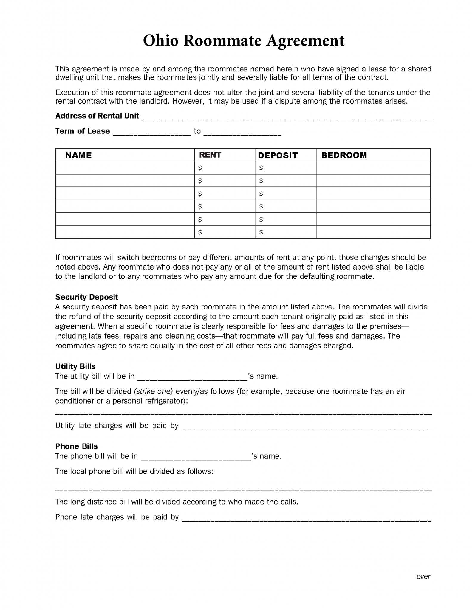 Free Ohio Lease Agreement Templates (6) | PDF | WORD | RTF