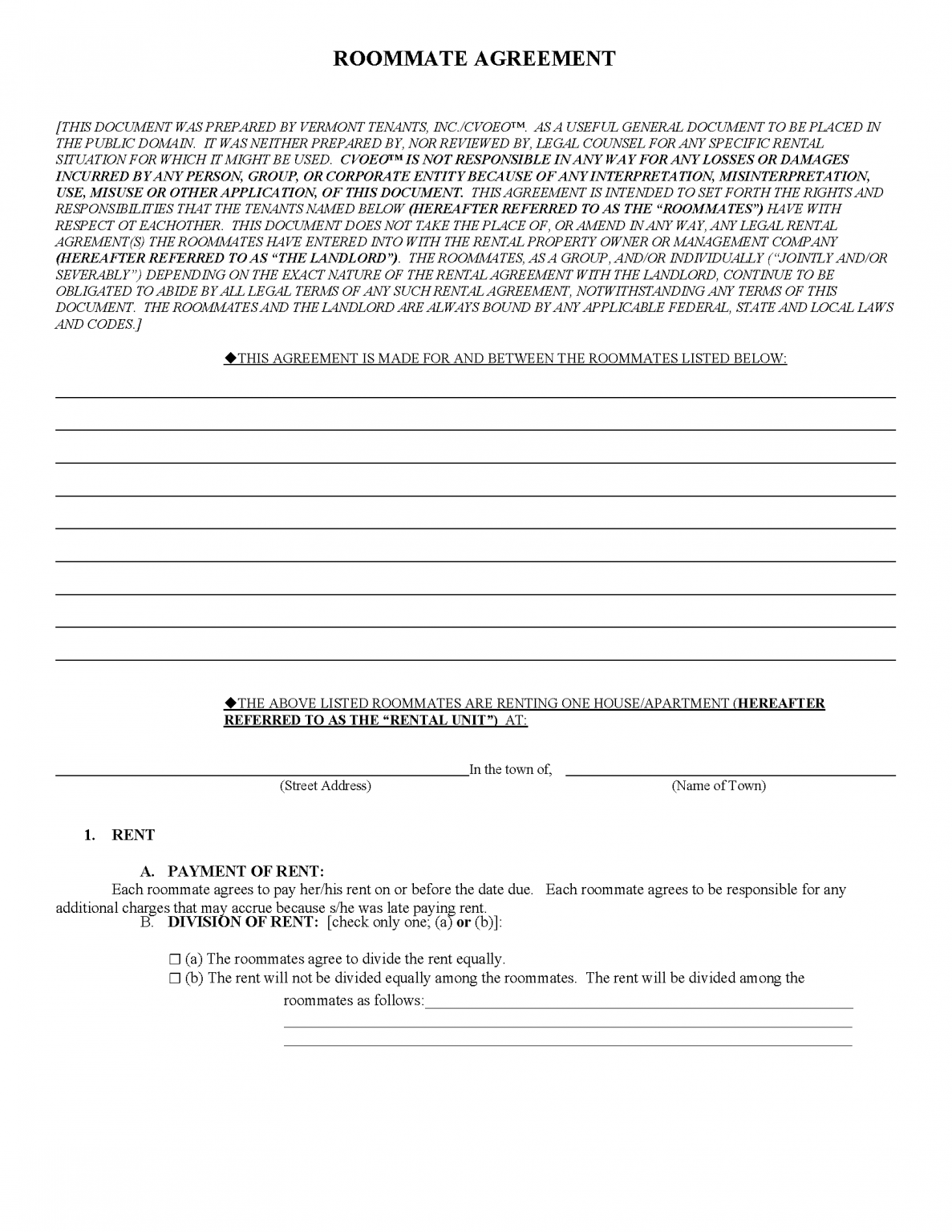 Free Vermont Lease Agreement Templates (6) PDF WORD RTF