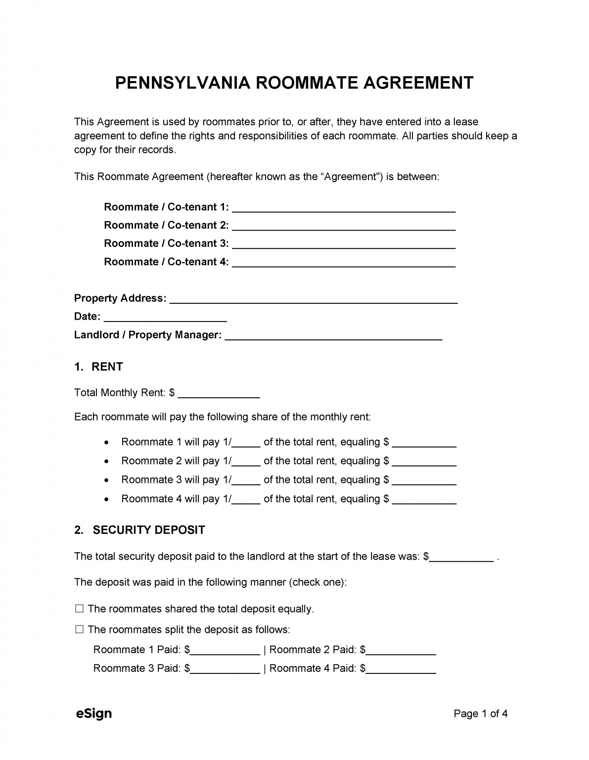 Free Pennsylvania Lease Agreement Templates (6) | PDF | WORD | RTF