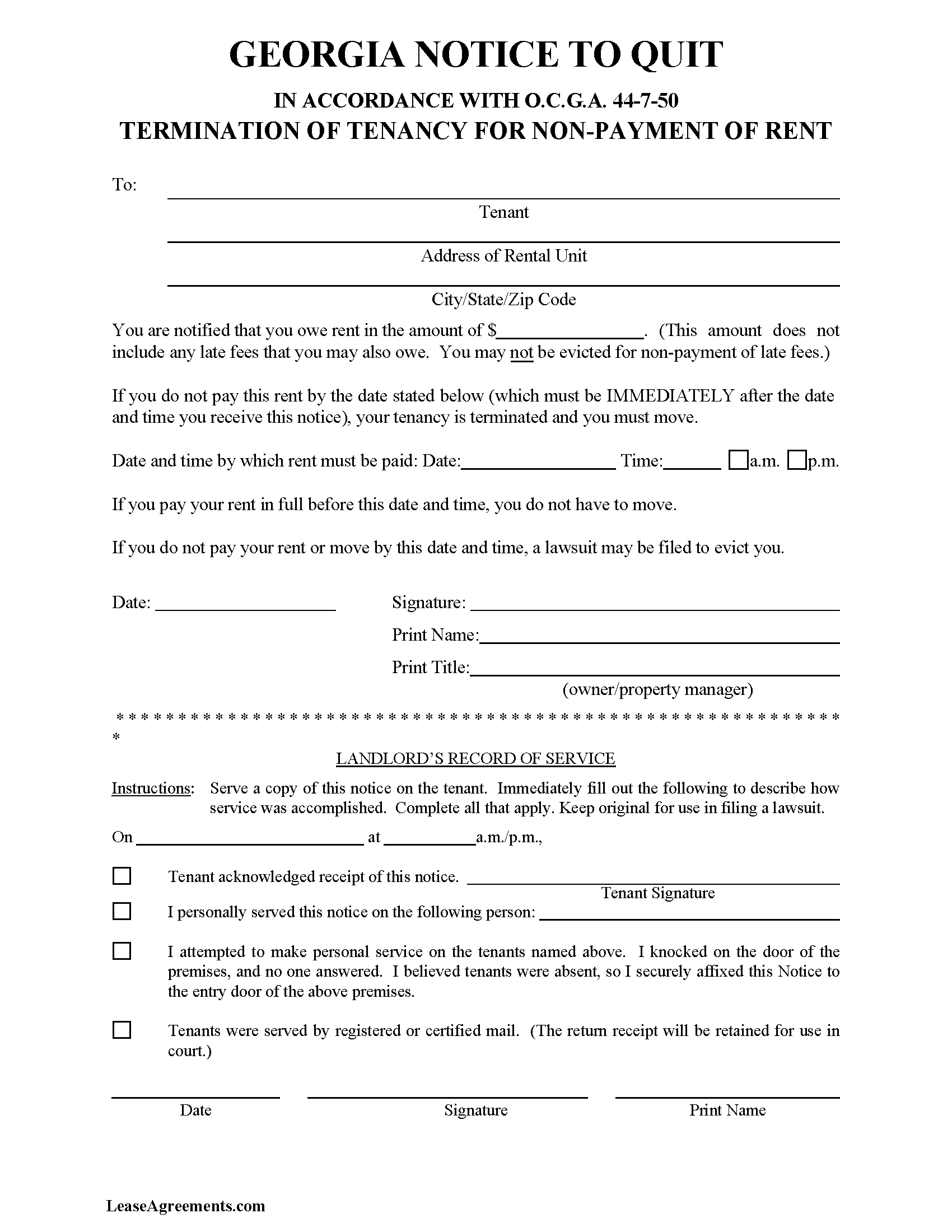 Free Georgia Lease Agreement Templates (6) | PDF | WORD | RTF