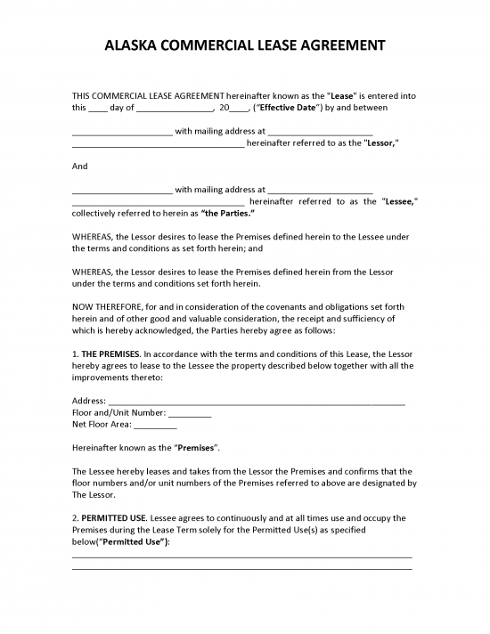 Free Alaska Commercial Lease Agreement Template | PDF | WORD | RTF