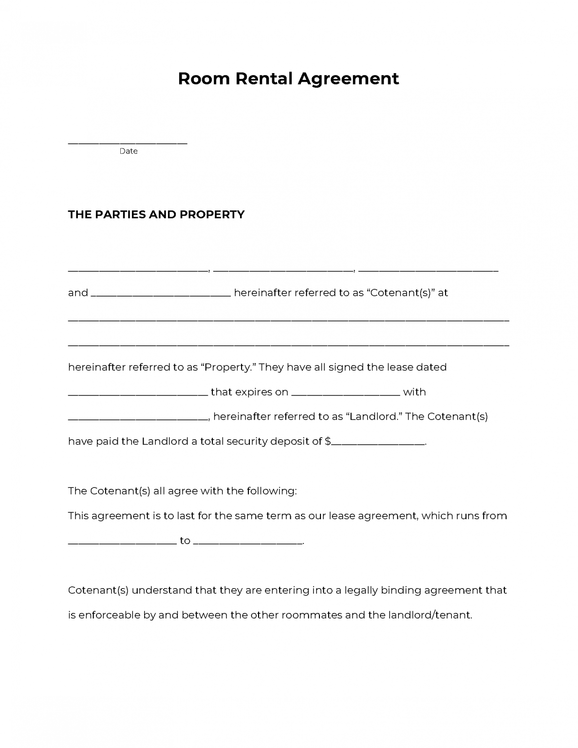 Free Roommate Agreement Template | PDF | WORD | RTF