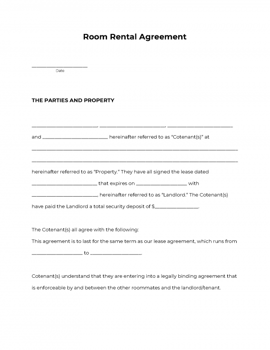 Roommate Agreement Template