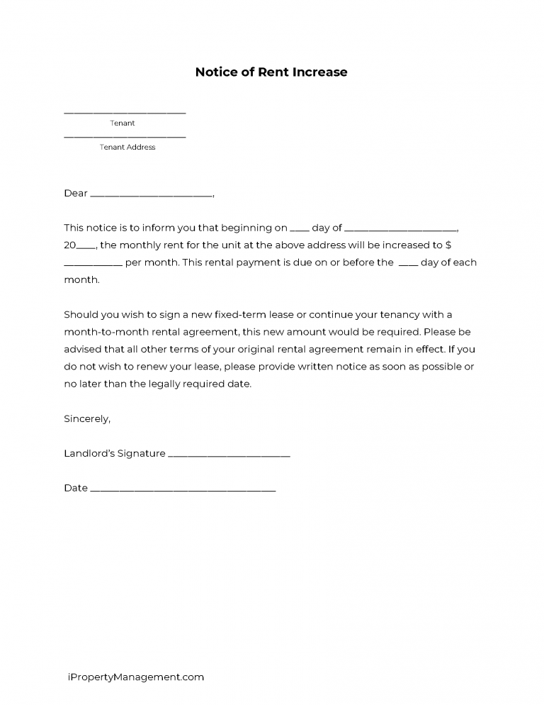 Free Rent Increase Notice - Sample Letters | PDF | WORD | RTF