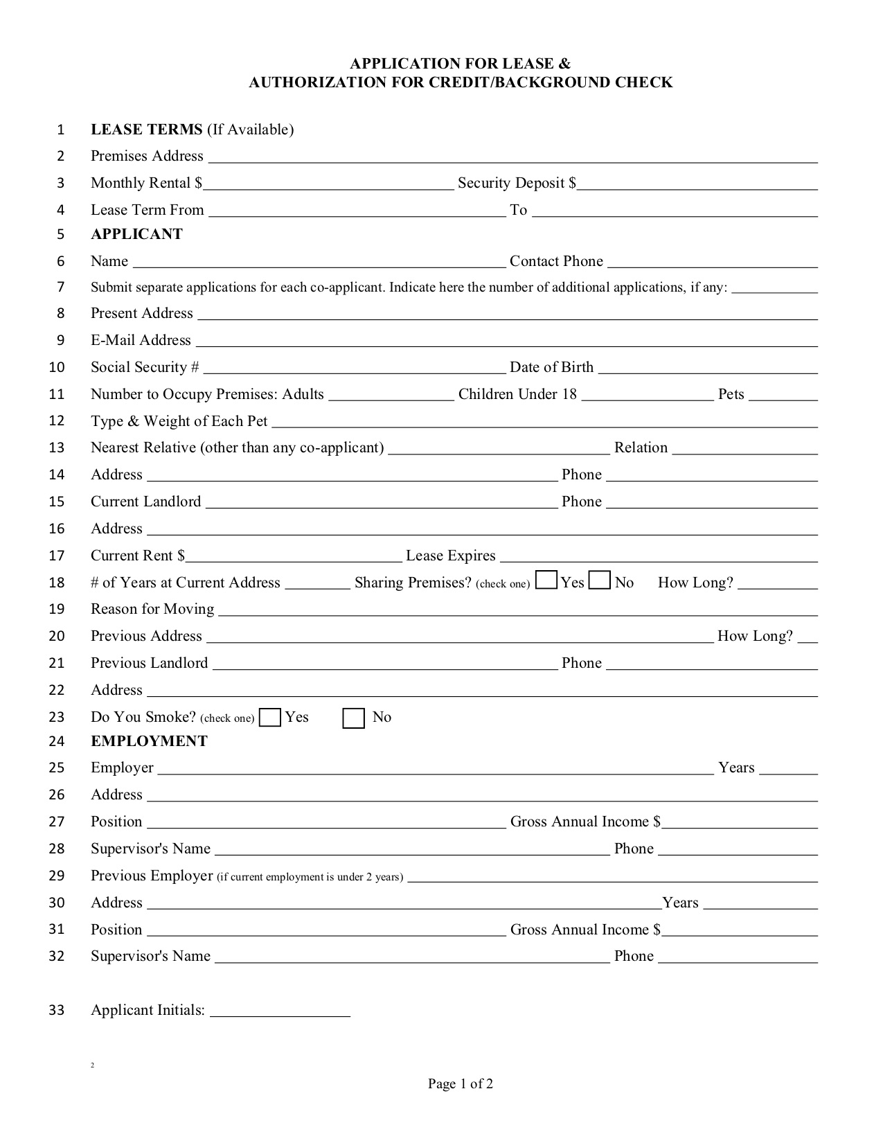 Free Illinois Rental Application Form | PDF