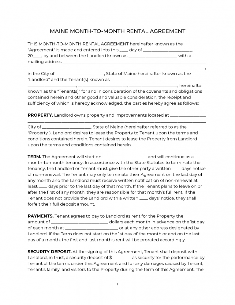 Free Maine Lease Agreement Templates (6) | PDF | WORD | RTF