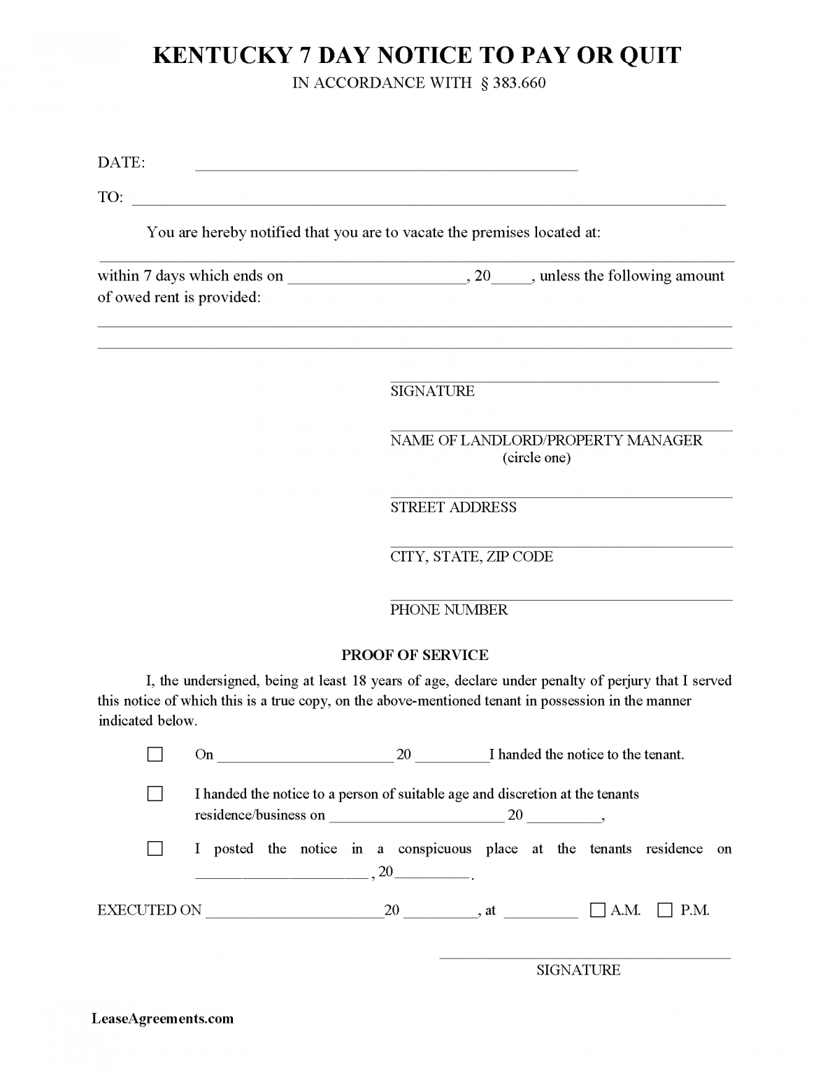 Free Kentucky Lease Agreement Templates (6) | PDF | WORD | RTF