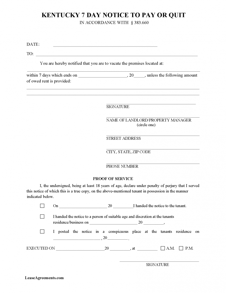 Kentucky Lease Agreement Templates (6)