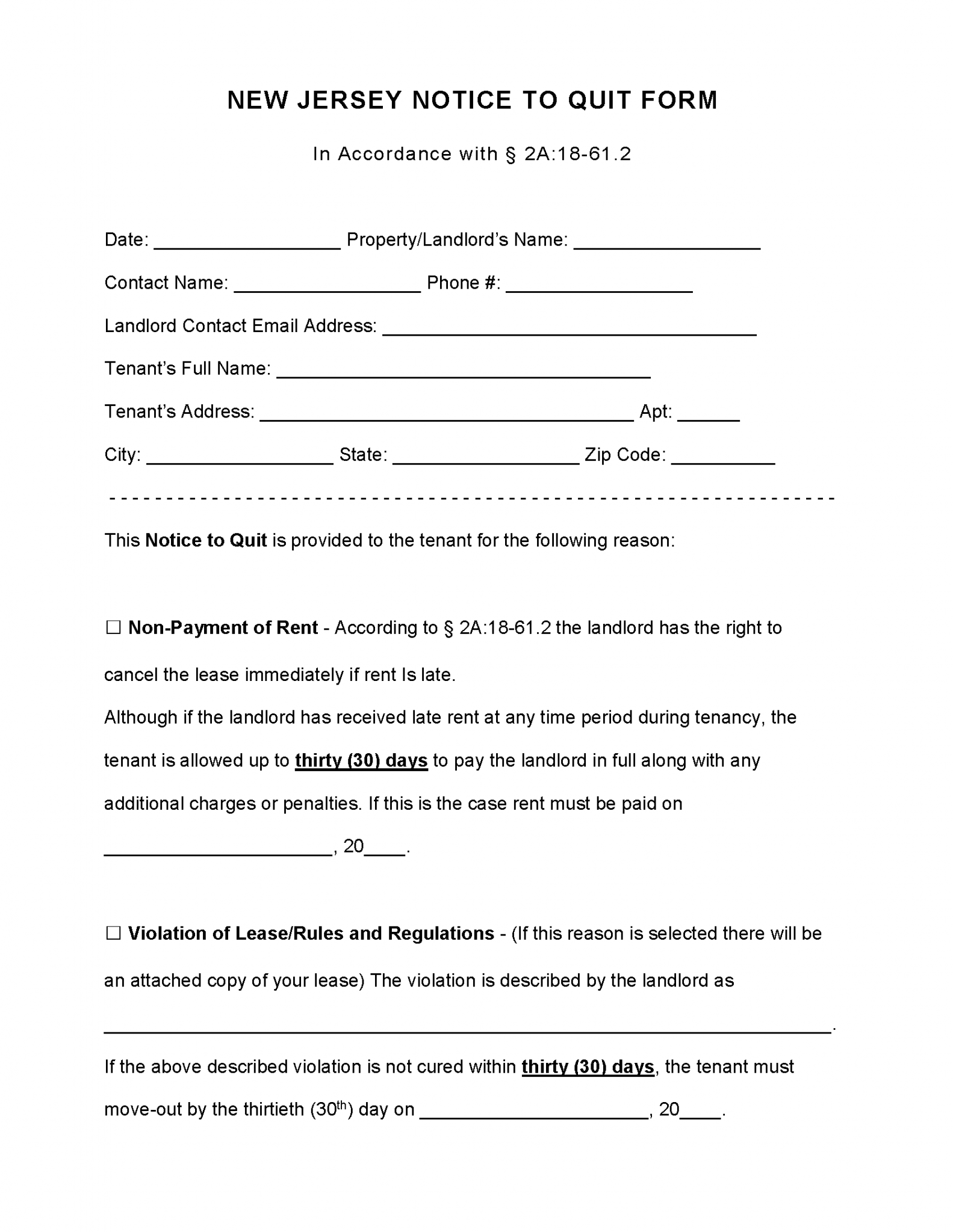 Free New Jersey Lease Agreement Templates (6) PDF WORD RTF