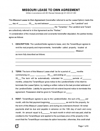 Free Missouri Lease Agreement Templates (6) | PDF | WORD | RTF